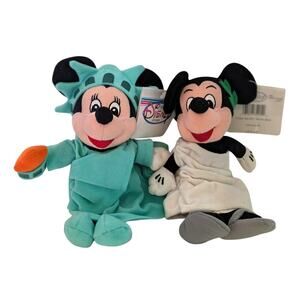 Liberty Minnie Greek Toga Mickey Mouse Mini 8" Bean Bag Plush Lot NWT Disney